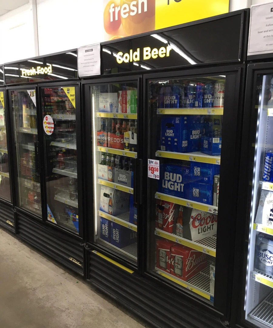 commercial freezers at a gas station
